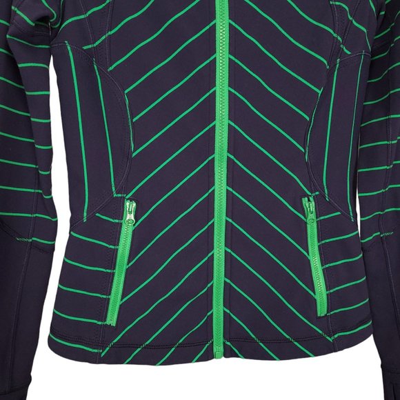 LULULEMON Women's Forme Jacket XS/S Blue Green Striped Cuffins Full Zip Inkwell - Picture 8 of 12